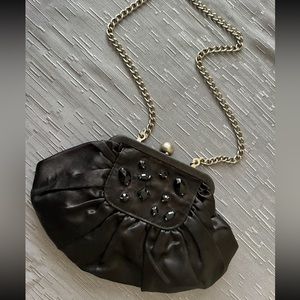 White House Black Market Satin Embellished Evening Bag